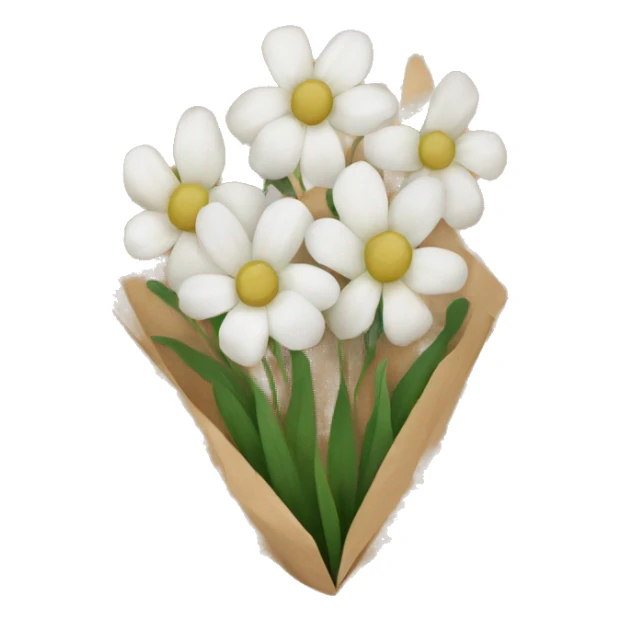 white flowers in brown paper sticker