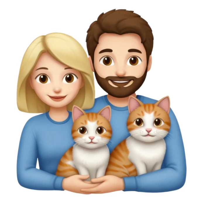 man, woman, and two cats together sticker