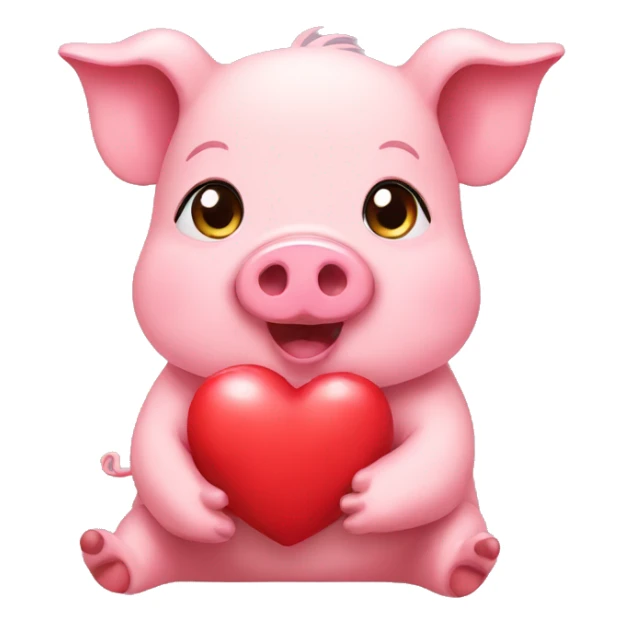 cute pig holding a heart sticker