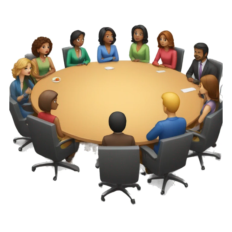 A round table with people sitting around it. They should be diverse in race and hair style sticker