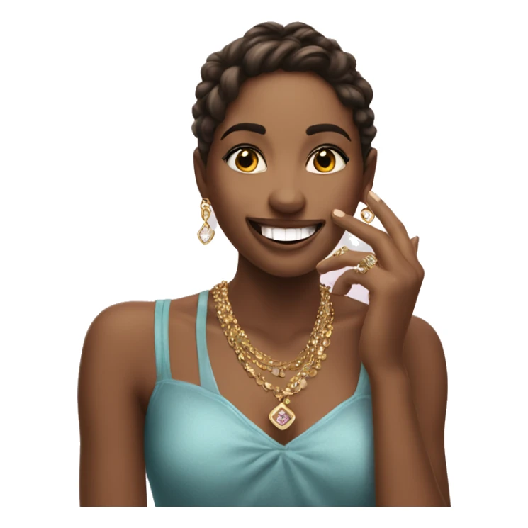smiling girl indoors with jewelry blowing kisses  sticker