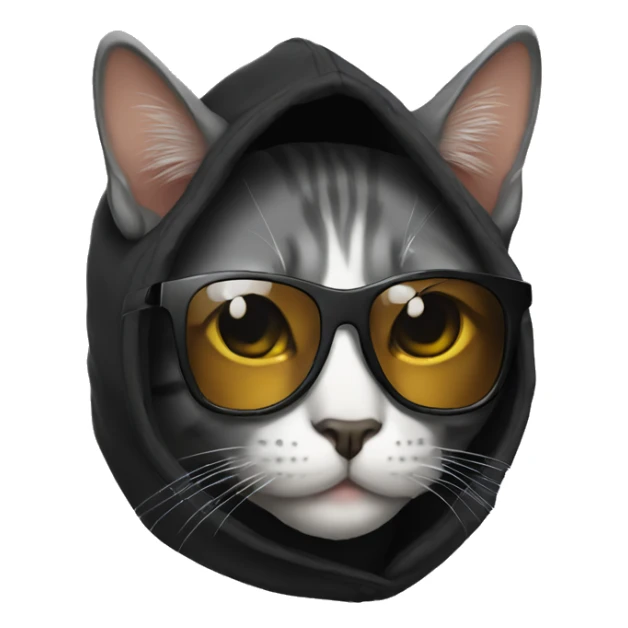 cat with black hoodie and sunglasses  sticker