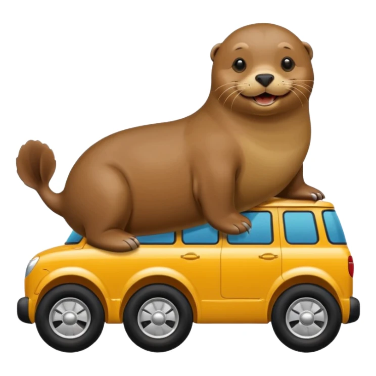 sealion on a vehicle with 4 wheels sticker