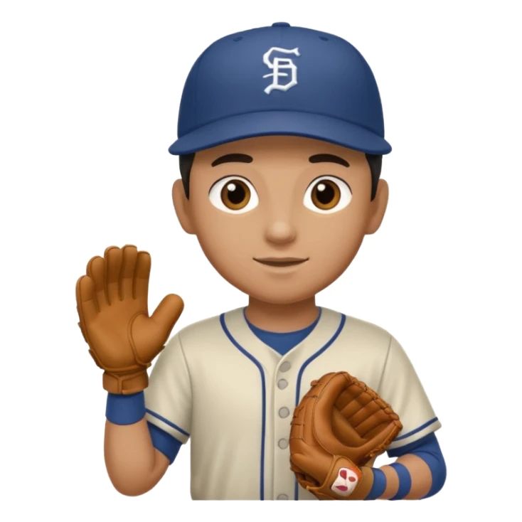 baseball player, classic stance, wearing a cap, holding a glove sticker