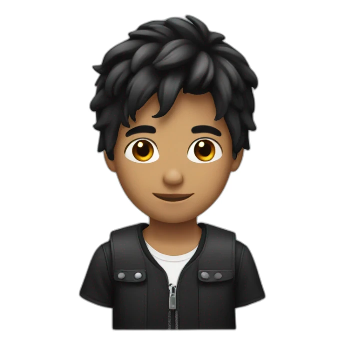 a boy with staright hair with black colour hair sticker