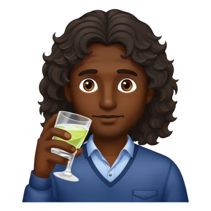 Male with dark middle length waived hair drink vodka  sticker