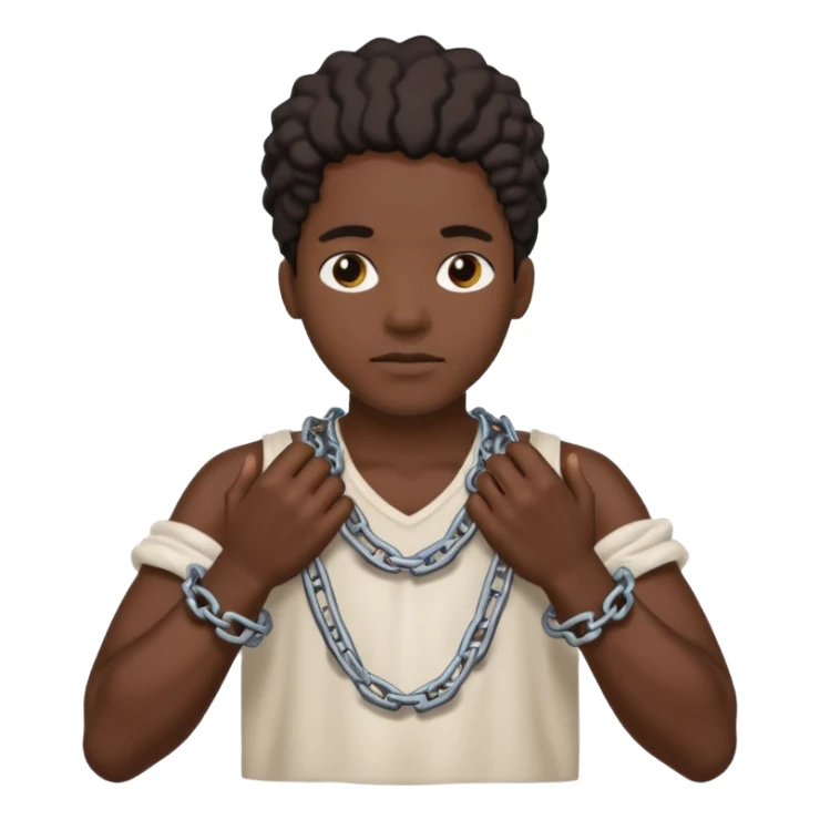 Black person with chains around his hands and cotton in his hands  sticker