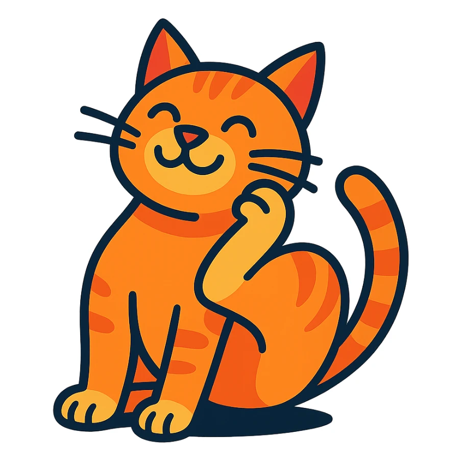 cat scratching its neck, vibrant cartoon style sticker
