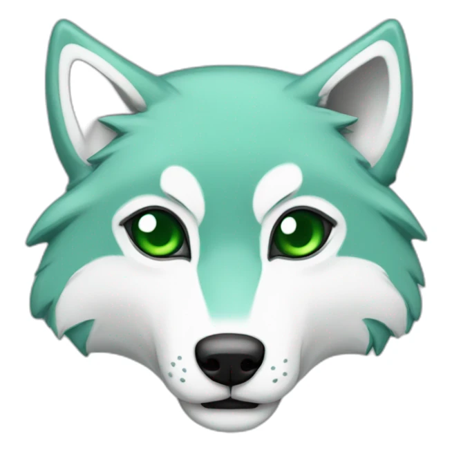 light turquoise and white wolf with dark green eyes and one eye is grey and dead sticker