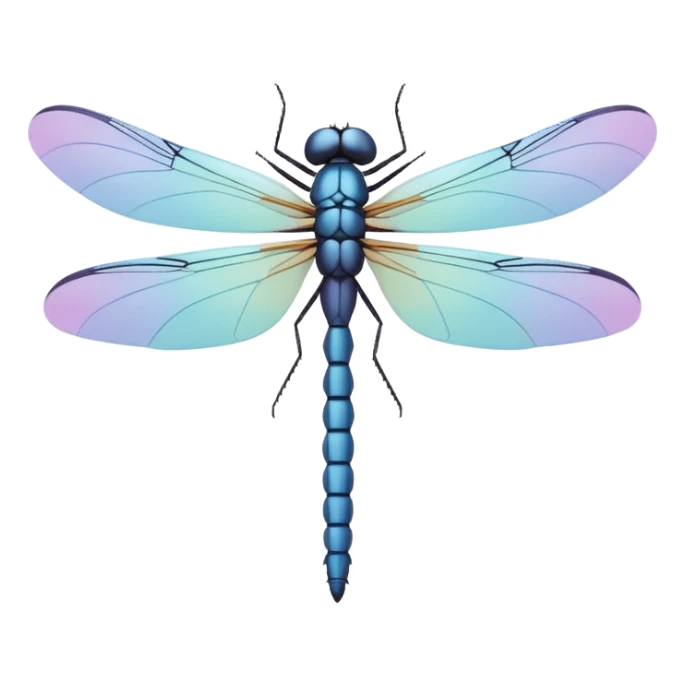 minimal dragonfly emoji, simple flat design, geometric shapes, soft pastel colors, no face, not cartoonish sticker