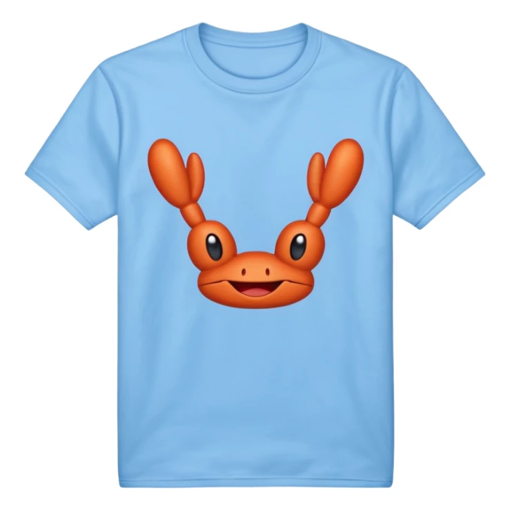 Blue shirt with I love krabby on it sticker