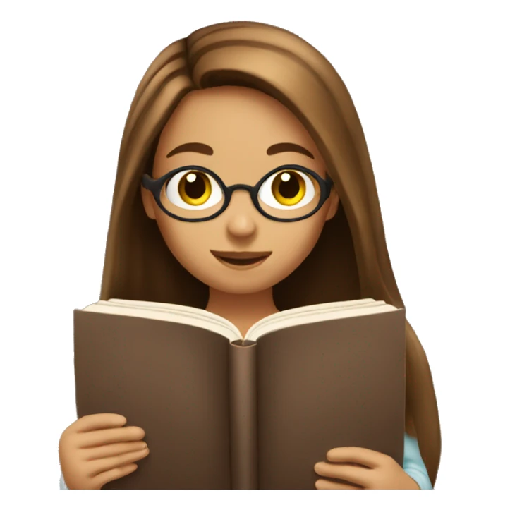 A girl with long brown hair reading a book sticker