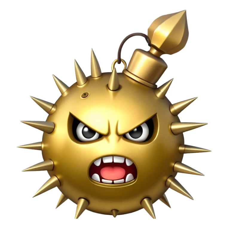 Golden grenade bomb angry smile spikes  sticker