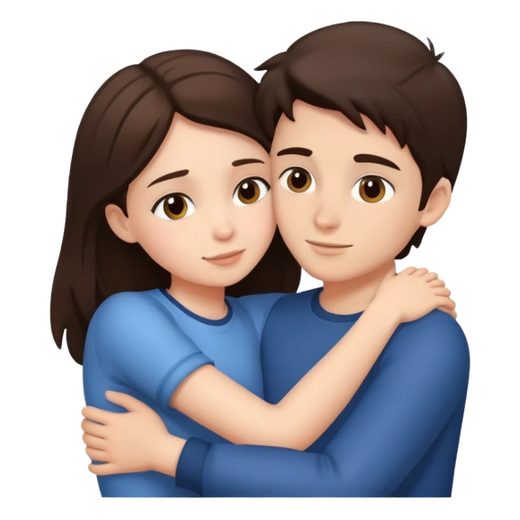 brunette boy hugging girl sticker