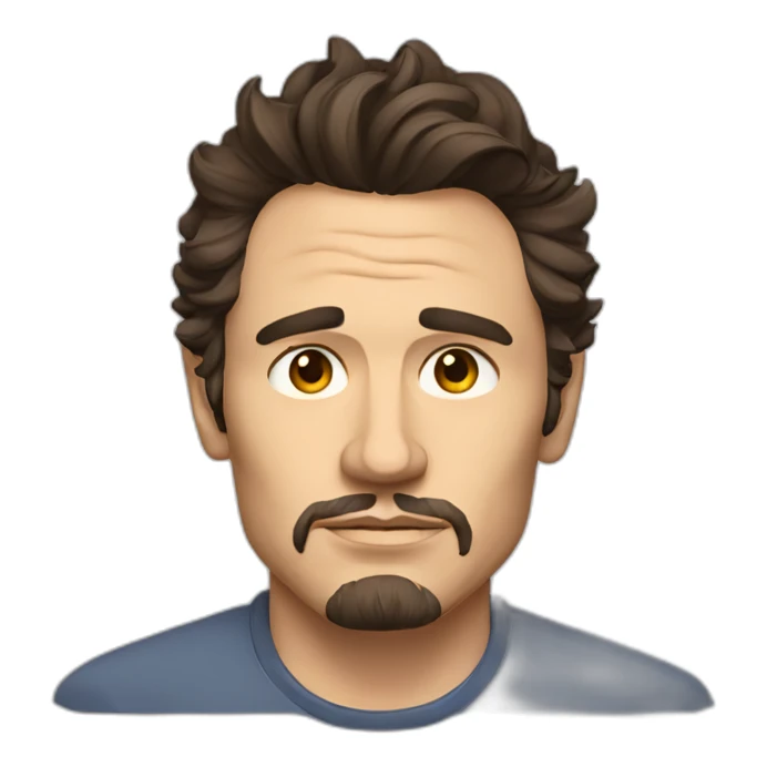 james franco serious cartoon wearing shirt sticker