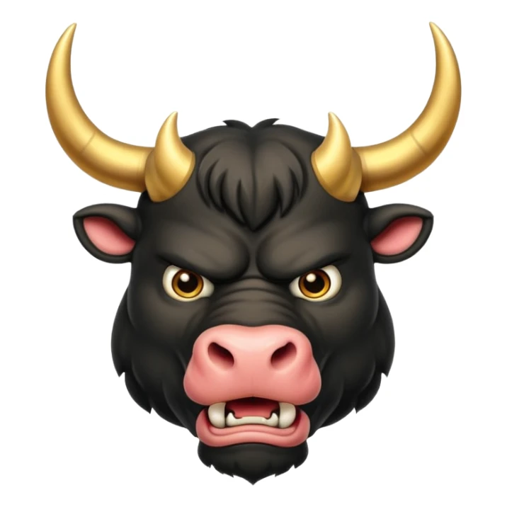 black angry powerful bull with golden horns emoji sticker