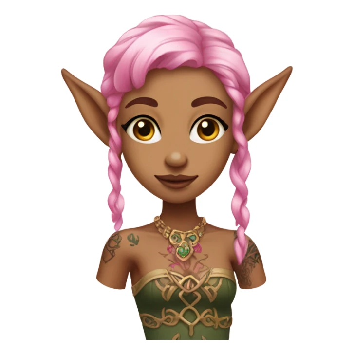 tan elf girl pink hair with tattoos sticker