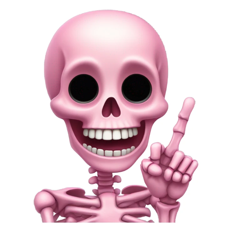 Cute pink skeleton giving the middle finger sticker