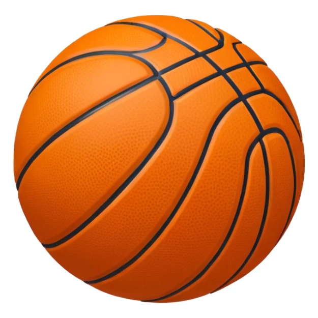 basketball ball object icon, glossy texture, clean seams, 3D cartoon, mobile game icon style, centered, soft shadow, clean background, no text, no watermark sticker