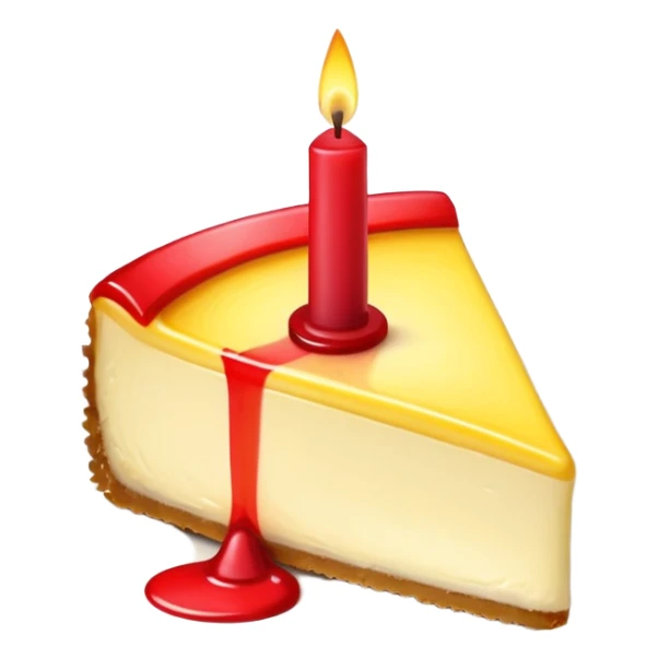 triangle lemon cheesecake on plate and red birthday candle sticker