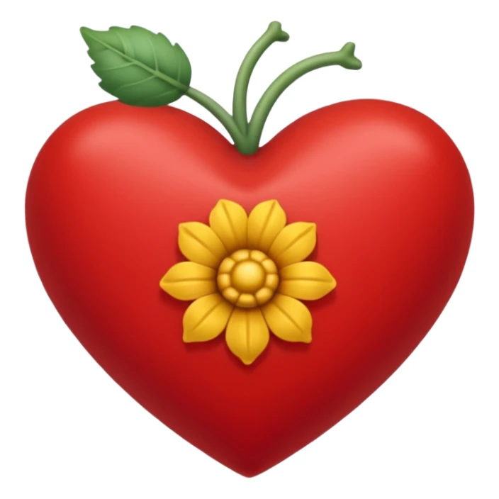 corazón rojo con una daga dentro de el, flores moradas alrededor  sticker