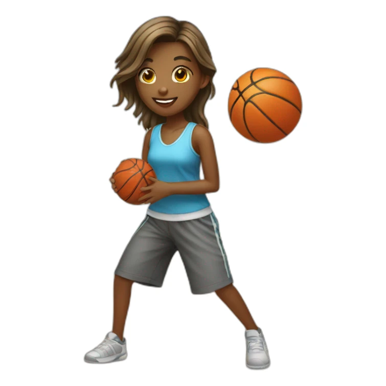 girl play basketball on beach sticker