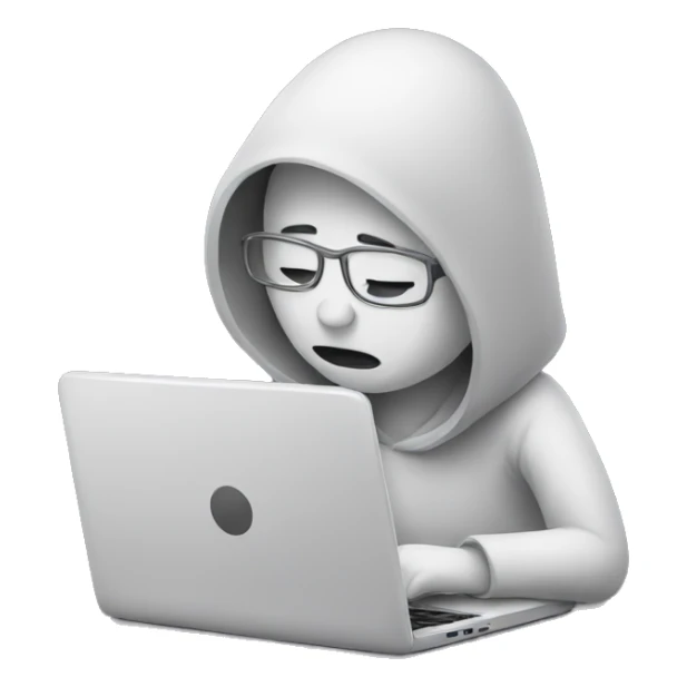 sad person with laptop sticker