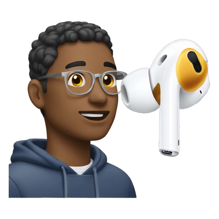 Person listening to apple airpods sticker