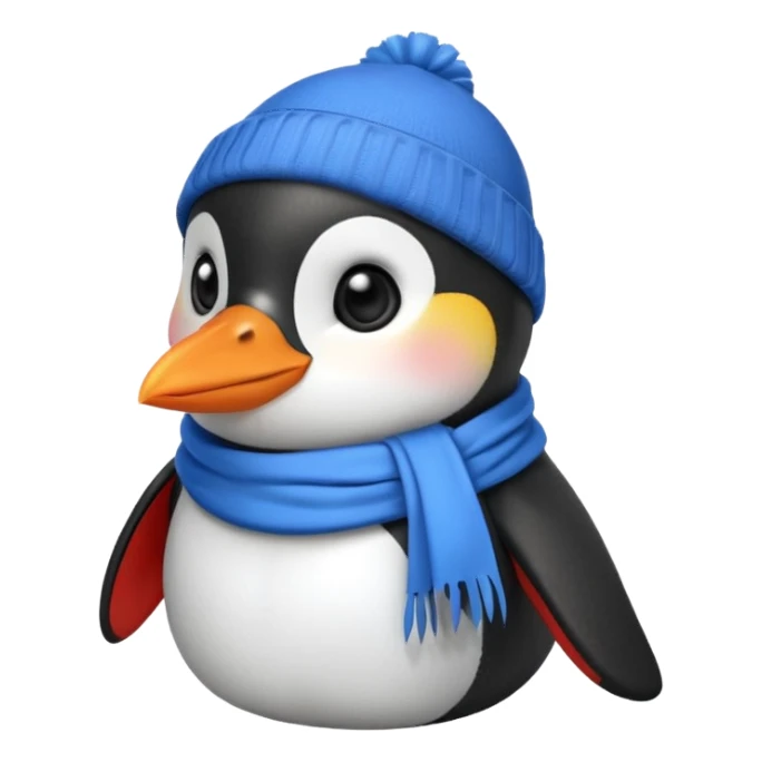 a cute penguin with blue scarve and red hat sticker