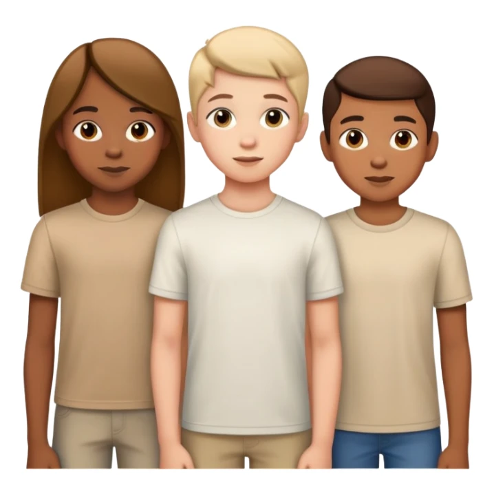 two teen boy siblings posing with a random 10-year-old girl sticker