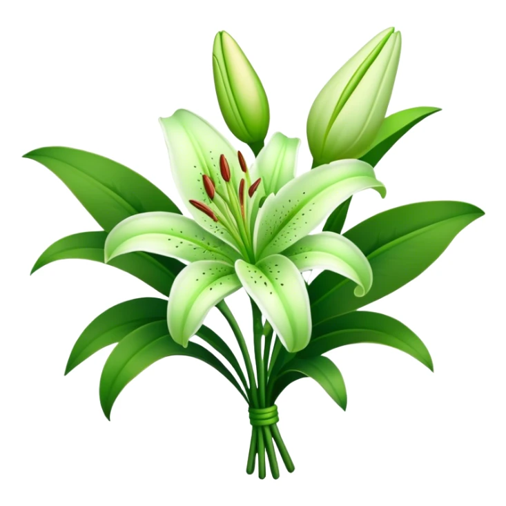 bouquet Soft Green Lily, luxuriant, leaf, bud sticker
