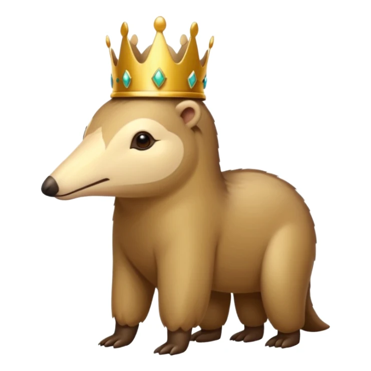 Anteater walking around and wearing a crown sticker