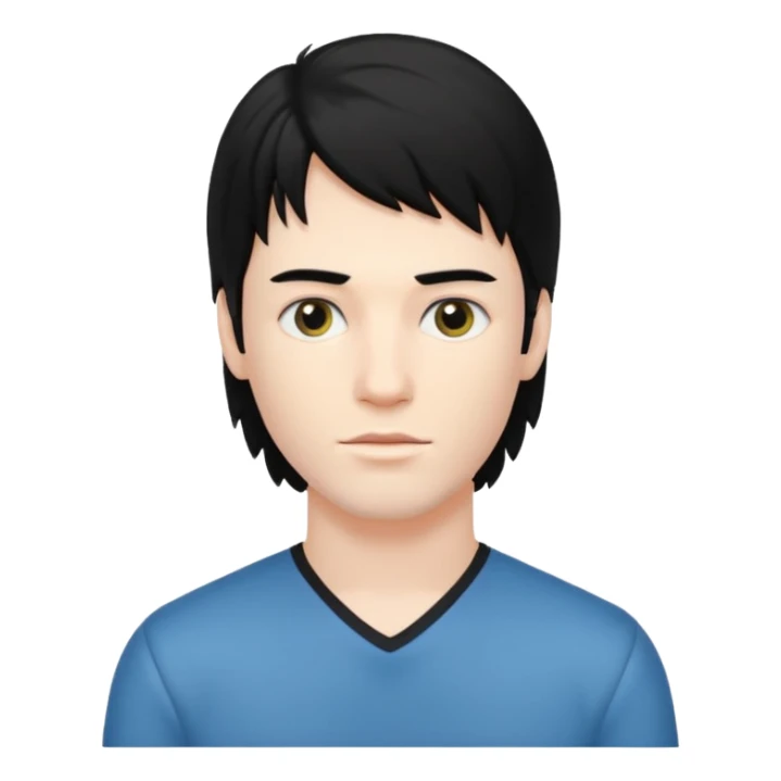 A young man with mullet black hair. sticker