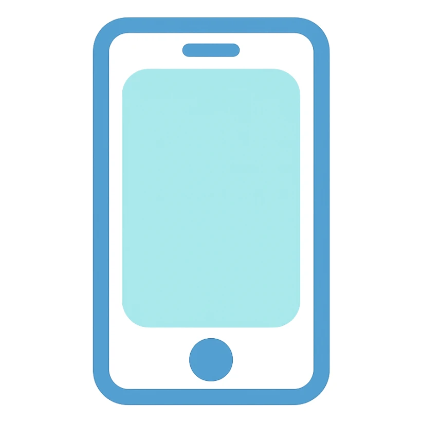 Smartphone icon, flat emoji style, outline with blue and turquoise colors, white background sticker