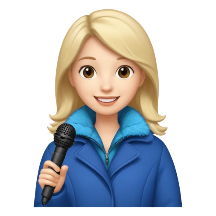 woman with winter clothes holding microphone sticker