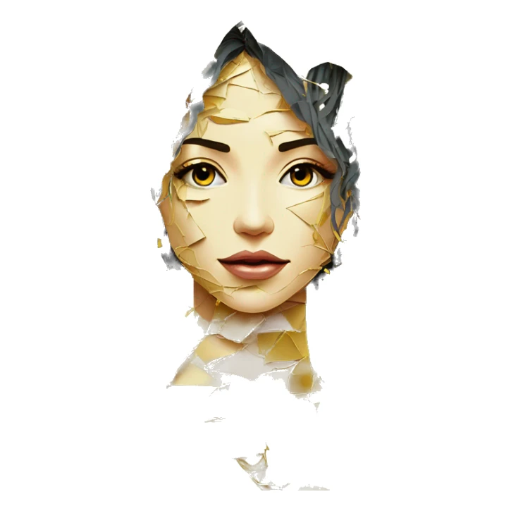  Hemp 420 lady face melting gold drizzle kintsugi multicoloured funky alm leaves tropical made of 420 origami newspaper roses hemp leaves lantern fairy lights paper and hemp leaves in hair sticker