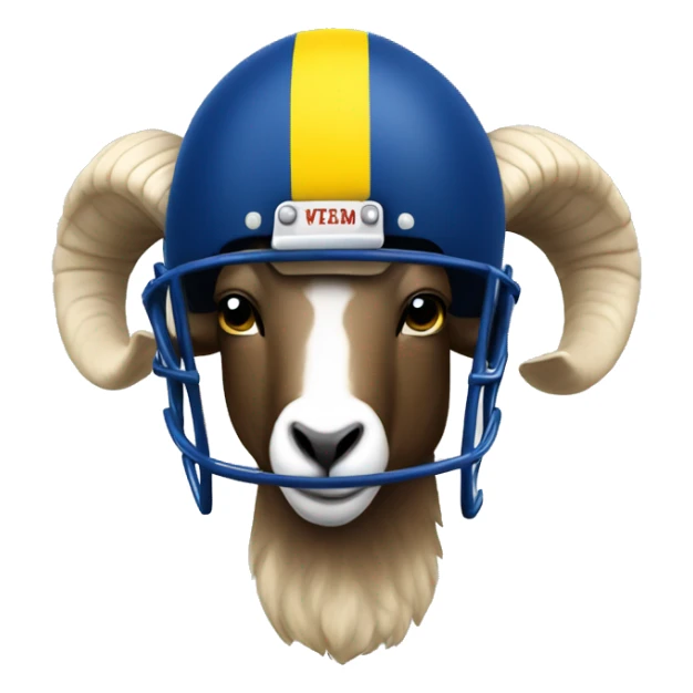 Ram wearing a blue and yellow football helmet  sticker