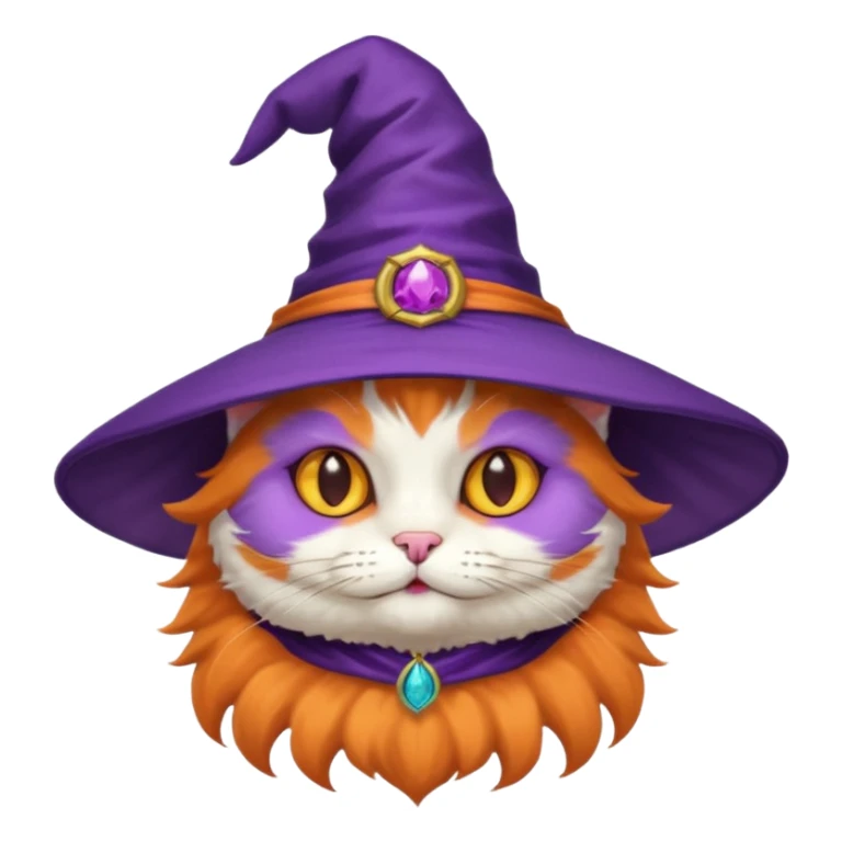 cat wear purple wicth hat sticker