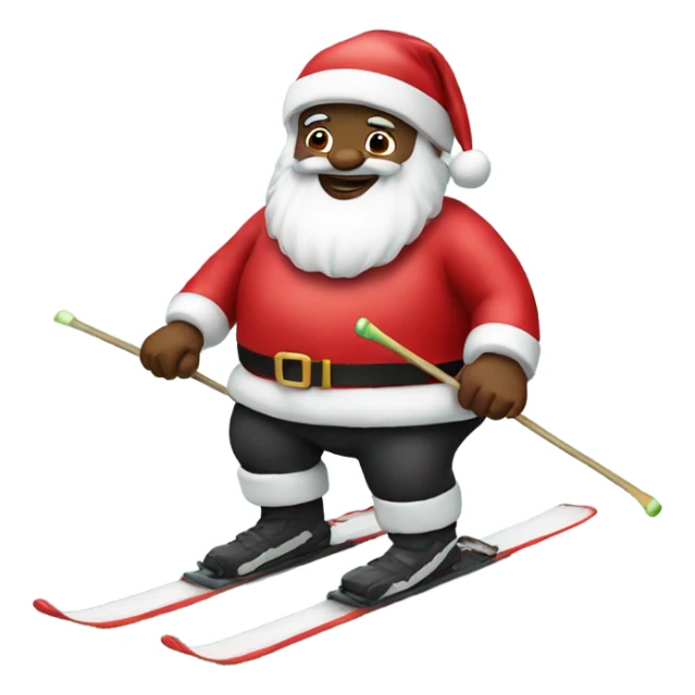 Pregnant black santa on skis sticker