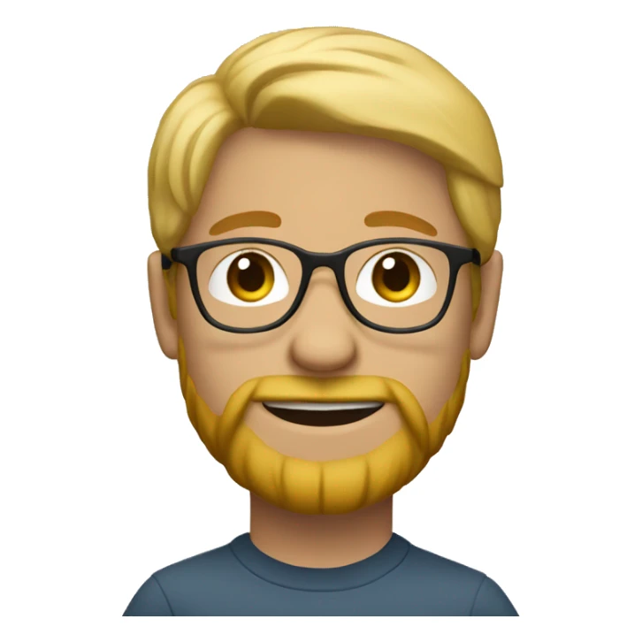 Create a young person with blond hair, glasses, and a beard sticker