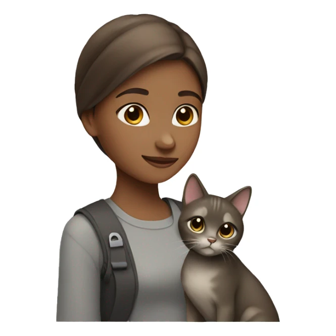 Girl with brown with a grey cat sticker