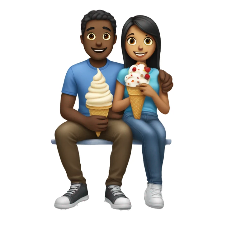 Girl sitting on guys lap eating ice cream together  sticker