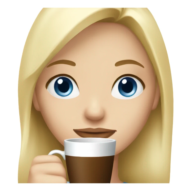 Blonde girl blue eyes drinking coffee sticker