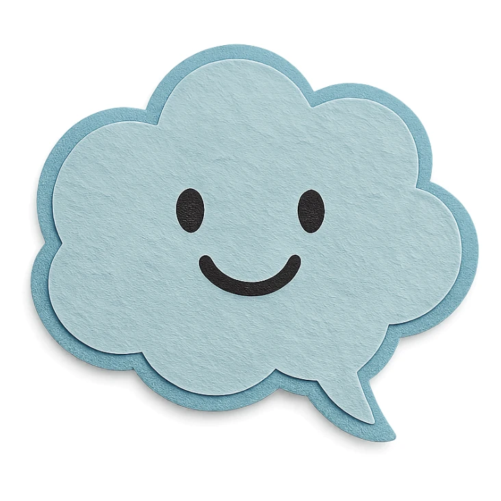 soft pastel aesthetic cloud-shaped note bubble with a smiling face sticker