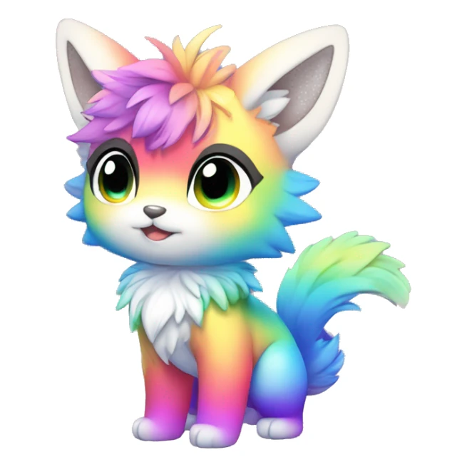 Anthro sparkle-rainbow-gradient-shiny-Chibi-style-Fur-Sona-Fakémon Full Body sticker