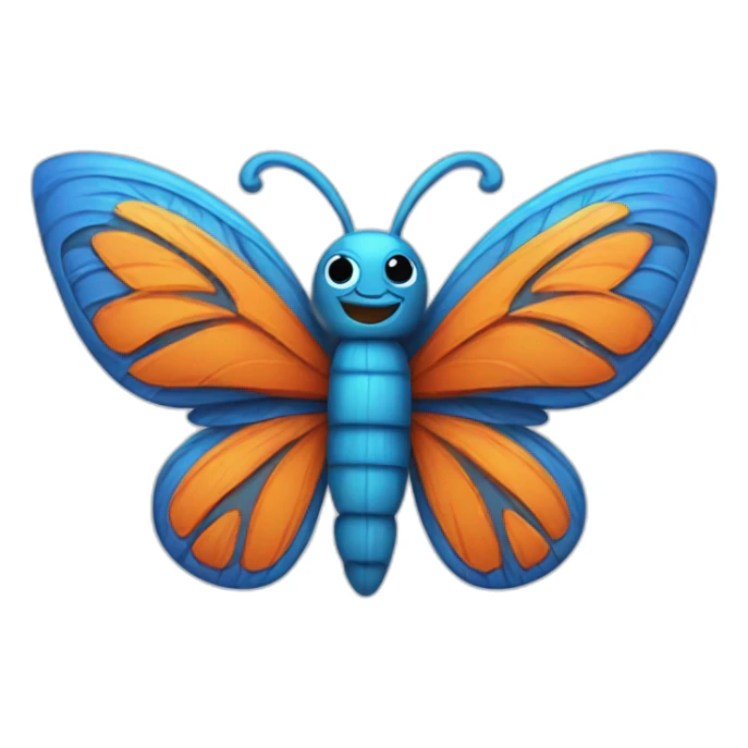 Six Tiki with colors blue and orange-butterfly sticker