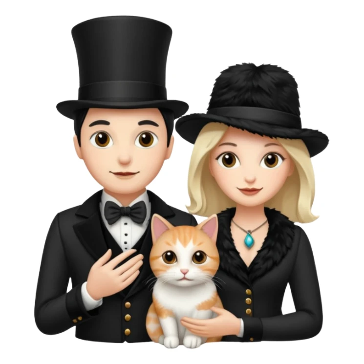 magician couple and their pet cat sticker