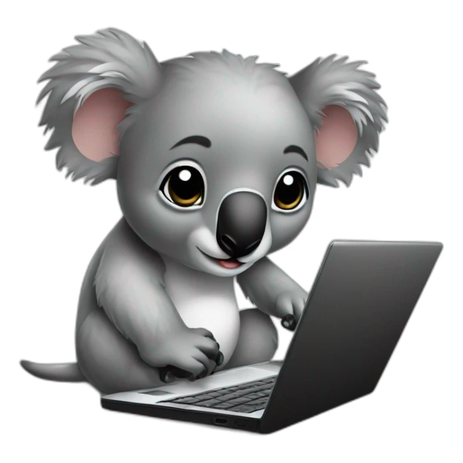 koalas-wearing-square-and-white-tee-working-on-a-black-laptop sticker