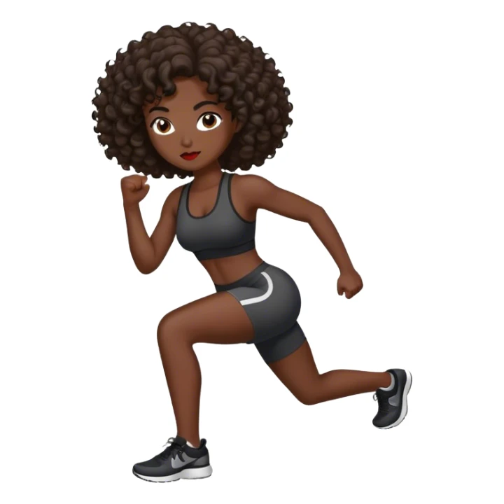 brunete curl medium hair woman black skin working out sticker