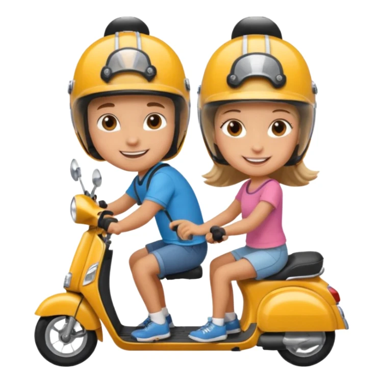 Un garçon et une fille sur une trottinette sticker